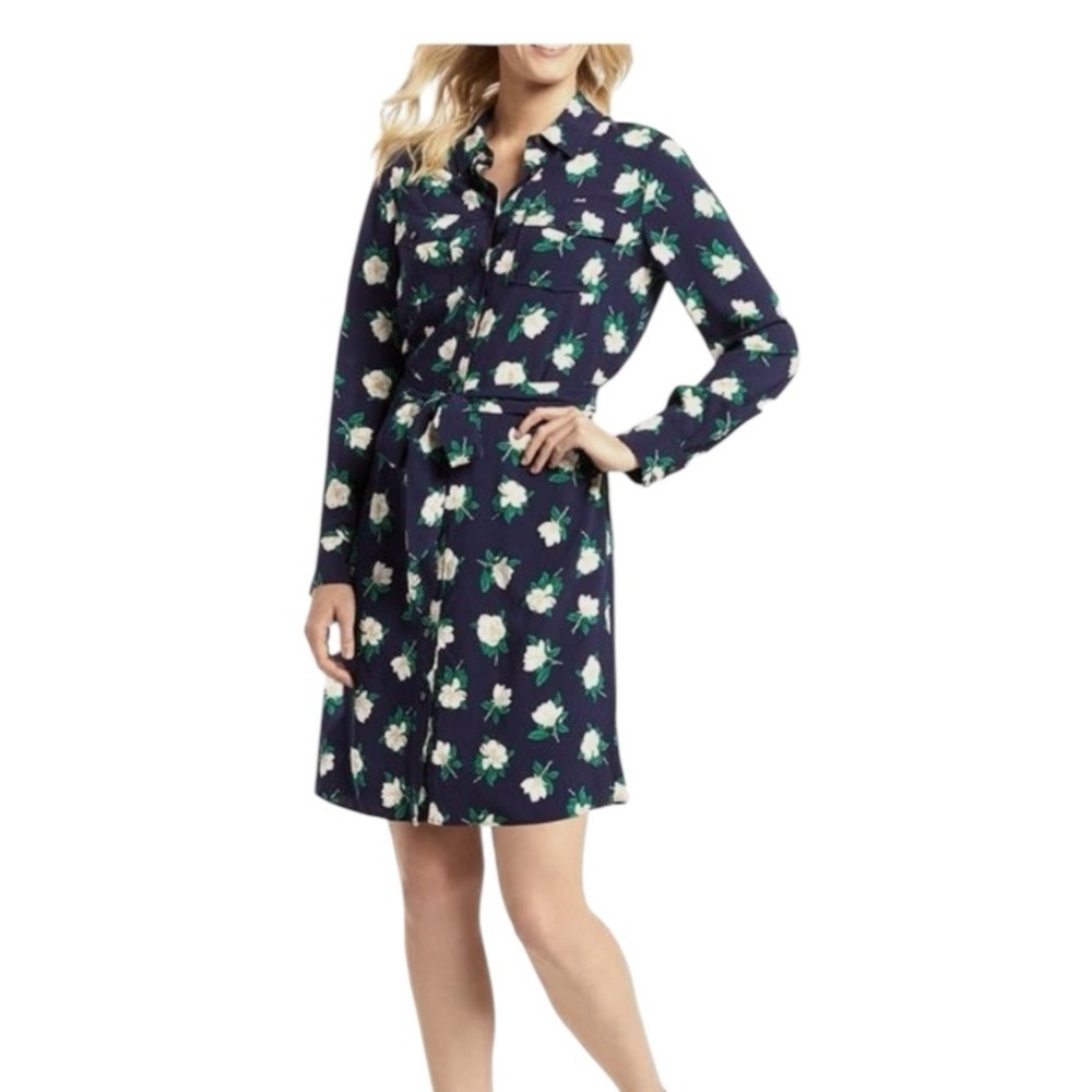 Draper James Blue Long Sleeve Shirt Dress